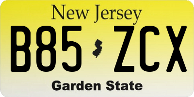 NJ license plate B85ZCX