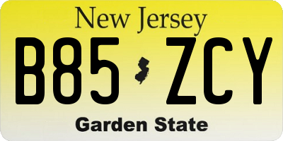 NJ license plate B85ZCY