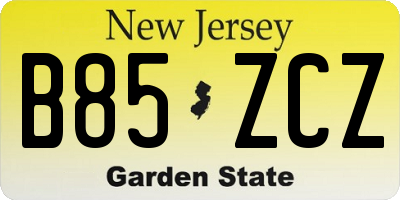 NJ license plate B85ZCZ