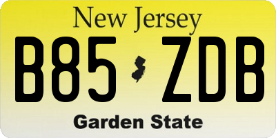NJ license plate B85ZDB