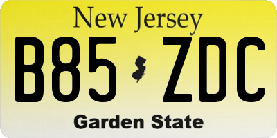 NJ license plate B85ZDC