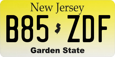 NJ license plate B85ZDF