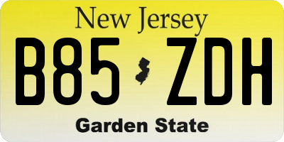 NJ license plate B85ZDH
