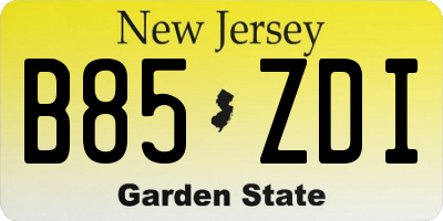 NJ license plate B85ZDI