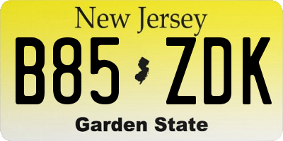 NJ license plate B85ZDK