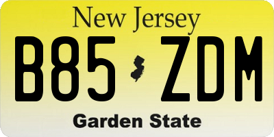 NJ license plate B85ZDM