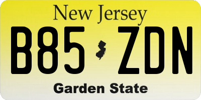 NJ license plate B85ZDN