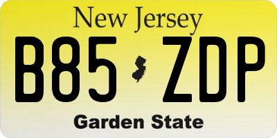 NJ license plate B85ZDP