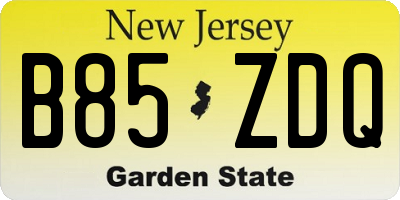 NJ license plate B85ZDQ