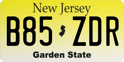 NJ license plate B85ZDR