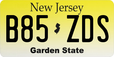 NJ license plate B85ZDS