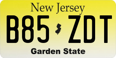 NJ license plate B85ZDT