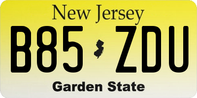 NJ license plate B85ZDU