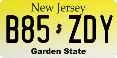 NJ license plate B85ZDY