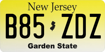 NJ license plate B85ZDZ