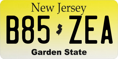 NJ license plate B85ZEA