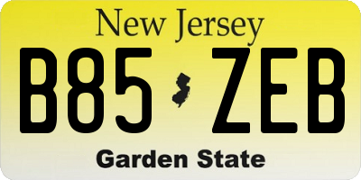 NJ license plate B85ZEB