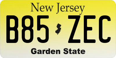 NJ license plate B85ZEC
