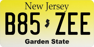 NJ license plate B85ZEE