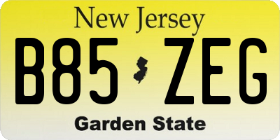 NJ license plate B85ZEG