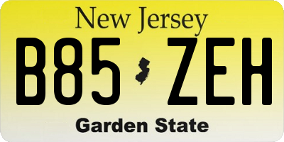 NJ license plate B85ZEH