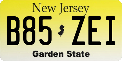NJ license plate B85ZEI