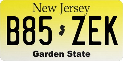 NJ license plate B85ZEK