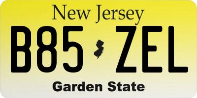 NJ license plate B85ZEL