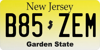 NJ license plate B85ZEM