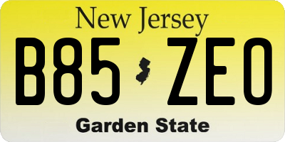 NJ license plate B85ZEO