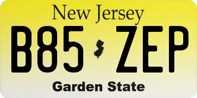 NJ license plate B85ZEP