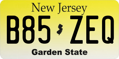 NJ license plate B85ZEQ