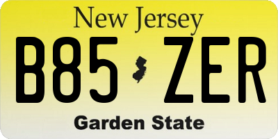 NJ license plate B85ZER