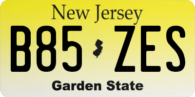 NJ license plate B85ZES