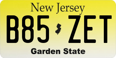 NJ license plate B85ZET