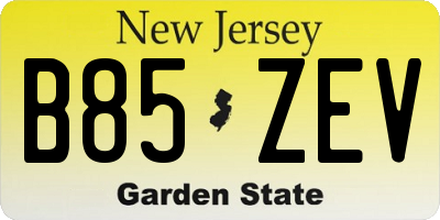 NJ license plate B85ZEV