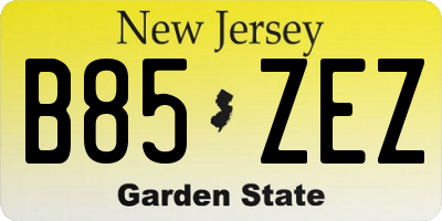 NJ license plate B85ZEZ