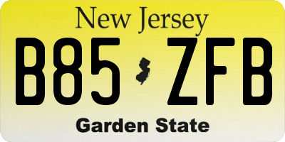 NJ license plate B85ZFB