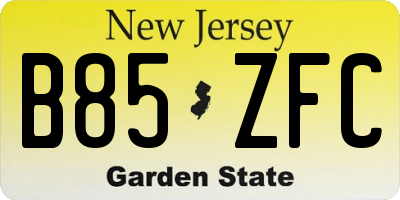 NJ license plate B85ZFC