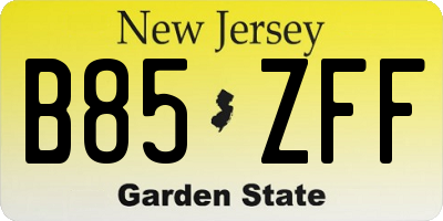 NJ license plate B85ZFF