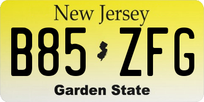 NJ license plate B85ZFG