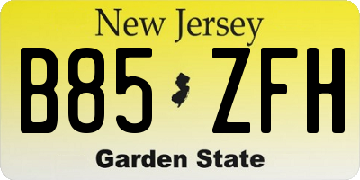 NJ license plate B85ZFH