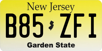 NJ license plate B85ZFI