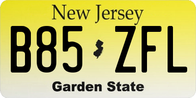 NJ license plate B85ZFL