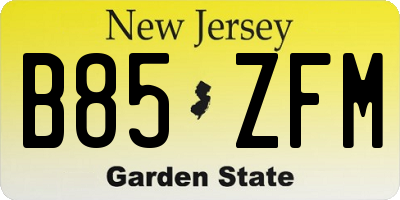 NJ license plate B85ZFM