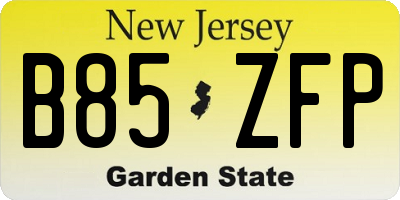 NJ license plate B85ZFP