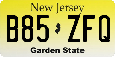 NJ license plate B85ZFQ