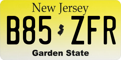 NJ license plate B85ZFR