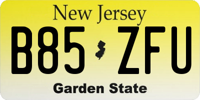 NJ license plate B85ZFU