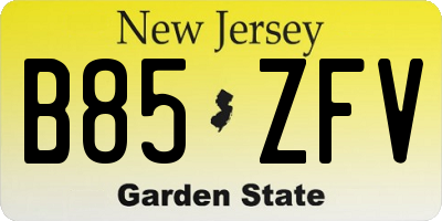 NJ license plate B85ZFV